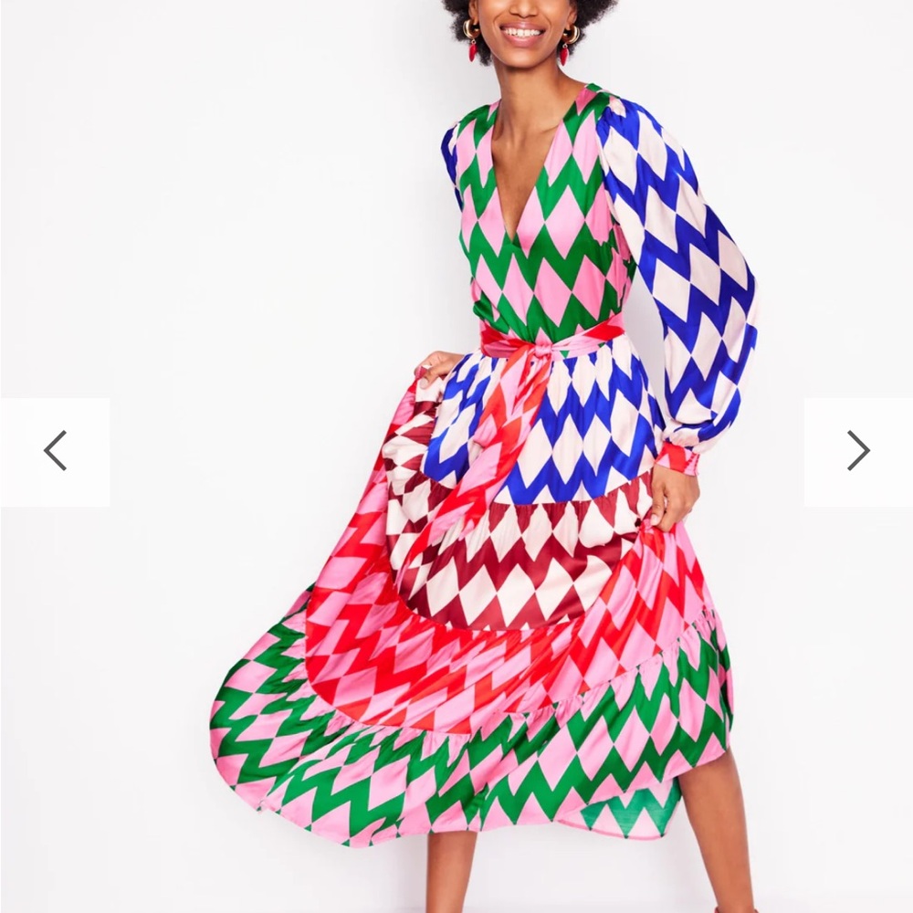 NWT v-neck tiered dress in vibrant stripe - Picture 5 of 10